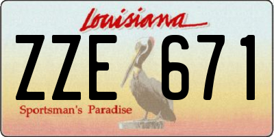 LA license plate ZZE671