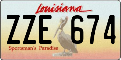 LA license plate ZZE674