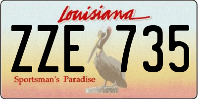 LA license plate ZZE735