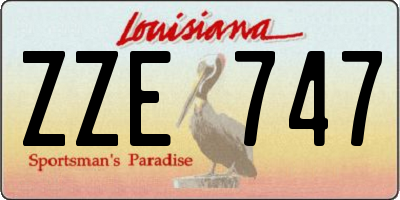 LA license plate ZZE747