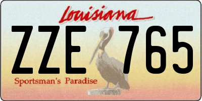 LA license plate ZZE765