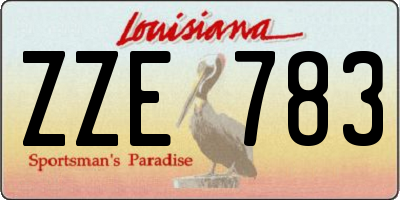 LA license plate ZZE783