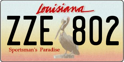 LA license plate ZZE802