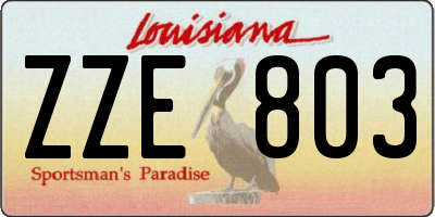 LA license plate ZZE803