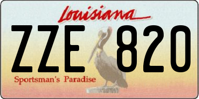 LA license plate ZZE820