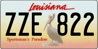 LA license plate ZZE822