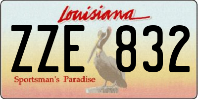 LA license plate ZZE832