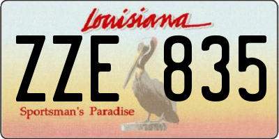 LA license plate ZZE835