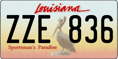 LA license plate ZZE836