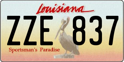 LA license plate ZZE837