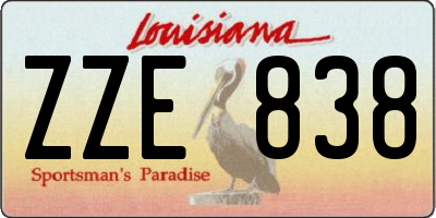 LA license plate ZZE838