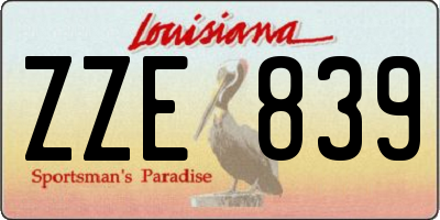 LA license plate ZZE839