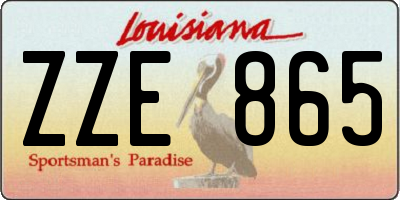 LA license plate ZZE865