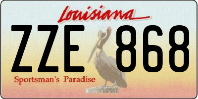 LA license plate ZZE868