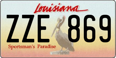 LA license plate ZZE869