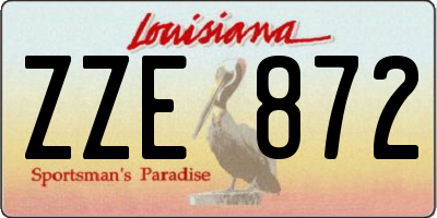 LA license plate ZZE872