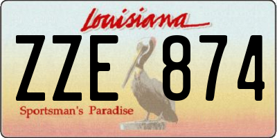 LA license plate ZZE874