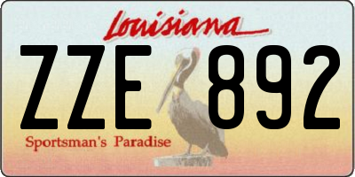 LA license plate ZZE892