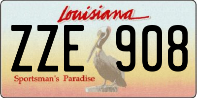LA license plate ZZE908