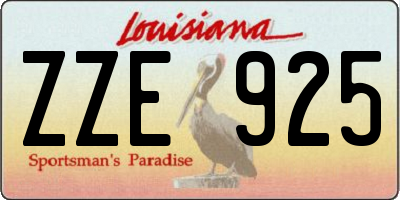 LA license plate ZZE925