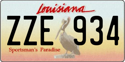 LA license plate ZZE934