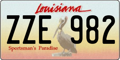 LA license plate ZZE982