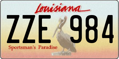 LA license plate ZZE984