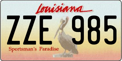 LA license plate ZZE985