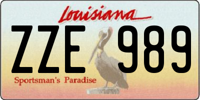 LA license plate ZZE989