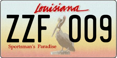 LA license plate ZZF009