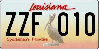 LA license plate ZZF010