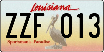 LA license plate ZZF013