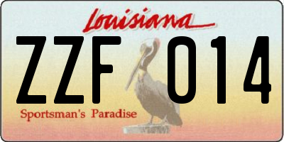 LA license plate ZZF014