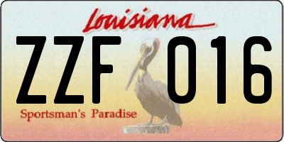 LA license plate ZZF016