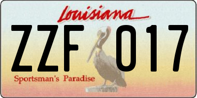 LA license plate ZZF017