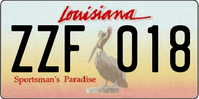 LA license plate ZZF018