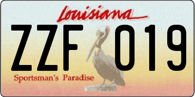 LA license plate ZZF019