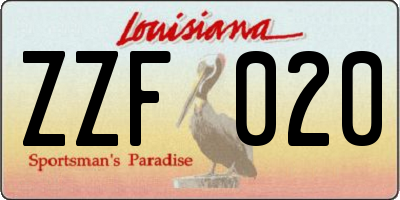 LA license plate ZZF020