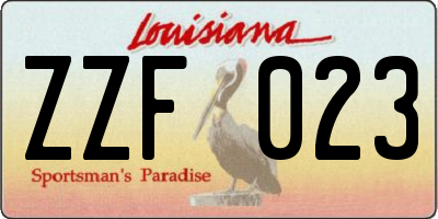 LA license plate ZZF023