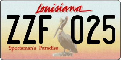 LA license plate ZZF025