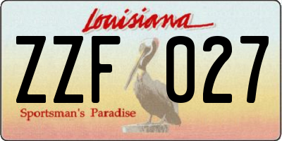 LA license plate ZZF027