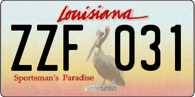 LA license plate ZZF031