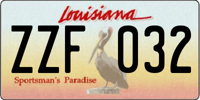 LA license plate ZZF032