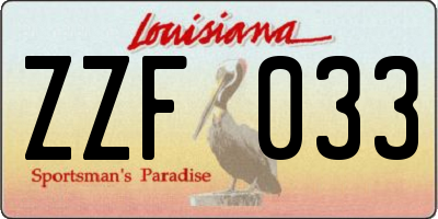 LA license plate ZZF033