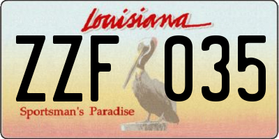 LA license plate ZZF035