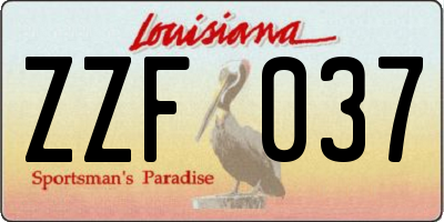 LA license plate ZZF037