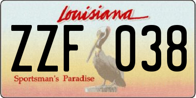 LA license plate ZZF038