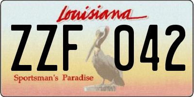 LA license plate ZZF042
