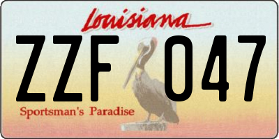 LA license plate ZZF047