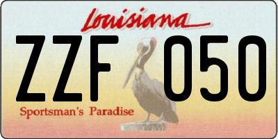 LA license plate ZZF050